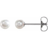 14K White Cultured White Akoya Pearl Earrings