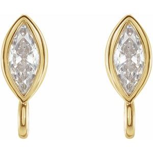 14K Yellow .08 CT Natural Diamond Bezel-Set Earring Top