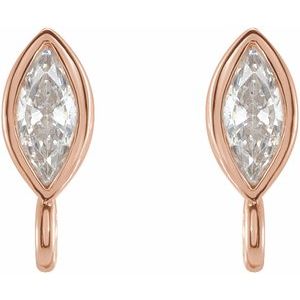 14K Rose .08 CT Natural Diamond Bezel-Set Earring Top