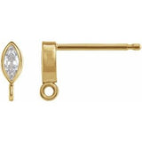 14K Yellow .08 CT Natural Diamond Bezel-Set Earring Top