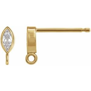 14K Yellow .08 CT Natural Diamond Bezel-Set Earring Top
