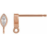 14K Rose .08 CT Natural Diamond Bezel-Set Earring Top