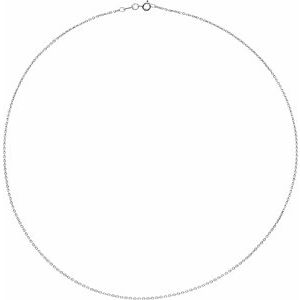 18K White 1.3 mm Cable 18" Chain