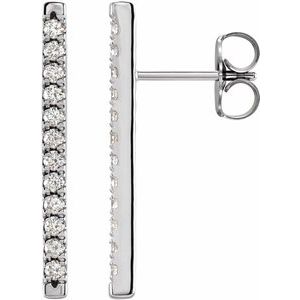 Platinum 1/3 CTW Natural Diamond French-Set Bar Earrings