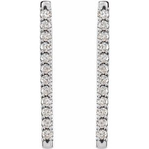 Platinum 1/3 CTW Natural Diamond French-Set Bar Earrings