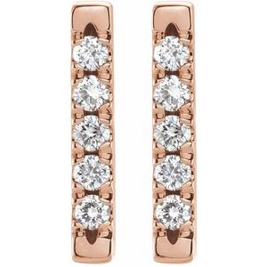 14K Rose 1/8 CTW Natural Diamond French-Set Bar Earrings