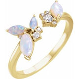 14K Yellow Natural White Opal & 1/10 CTW Natural Diamond Negative Space Ring
