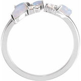 14K White Natural White Opal & 1/10 CTW Natural Diamond Negative Space Ring