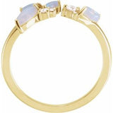 14K Yellow Natural White Opal & 1/10 CTW Natural Diamond Negative Space Ring