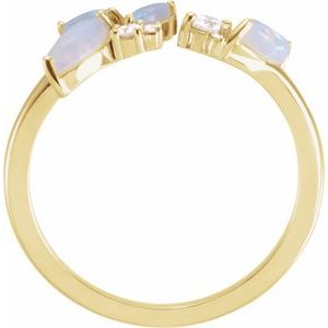 14K Yellow Natural White Opal & 1/10 CTW Natural Diamond Negative Space Ring