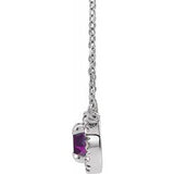 14K White 3 mm Lab-Grown Alexandrite & .03 CTW Natual Diamond 16" Necklace