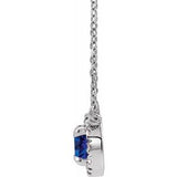 14K White 3 mm Lab-Grown Blue Sapphire & .03 CTW Natual Diamond 16" Necklace