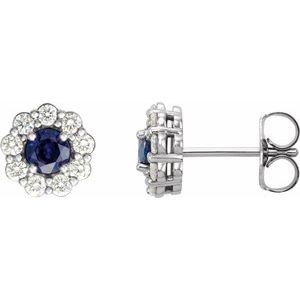 Platinum 4 mm Lab-Grown Blue Sapphire & 1/3 CTW Natural Diamond Earrings