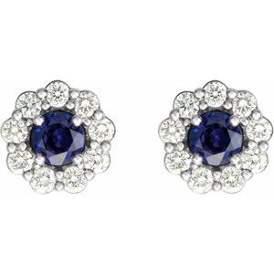 Platinum 4 mm Lab-Grown Blue Sapphire & 1/3 CTW Natural Diamond Earrings