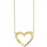 14K Yellow 1-Stone Family Heart 16" Necklace Mounting