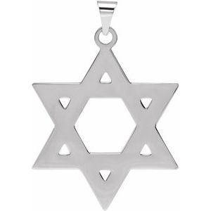 14K White 32x26 mm Star of David Pendant