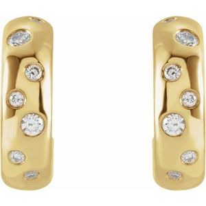 14K Yellow 1/10 CTW Natural Diamond Hoop Earrings