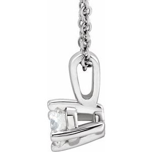 14K White 1/4 CT Natural Diamond Solitaire 16-18" Necklace