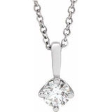 14K White 1/4 CT Natural Diamond Solitaire 16-18" Necklace
