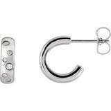 14K White 1/10 CTW Natural Diamond Hoop Earrings
