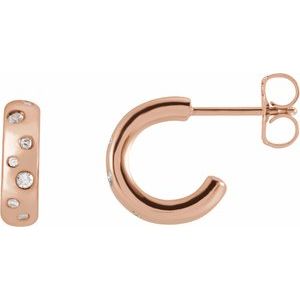 14K Rose 1/10 CTW Natural Diamond Hoop Earrings