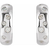 14K White 1/10 CTW Natural Diamond Hoop Earrings