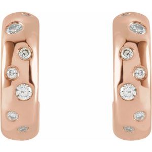 14K Rose 1/10 CTW Natural Diamond Hoop Earrings