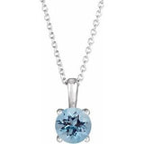 14K White 4 mm Natural Aquamarine 16-18" Necklace