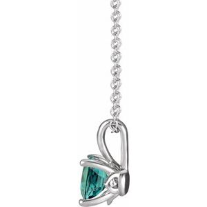 14K White 4 mm Lab-Grown Alexandrite 16-18" Necklace