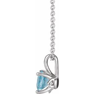 14K White 4 mm Natural Aquamarine 16-18" Necklace