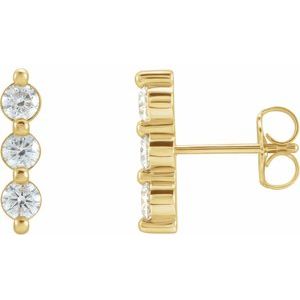 14K Yellow 1/2 CTW Natural Diamond Bar Earrings