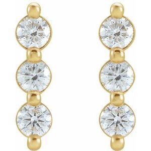 14K Yellow 1/2 CTW Natural Diamond Bar Earrings