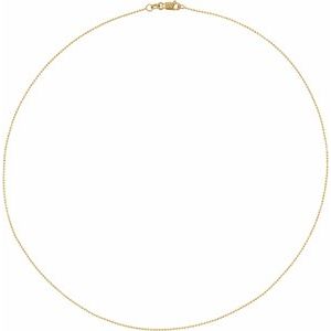 14K Yellow 1 mm Diamond-Cut Bead 7" Chain