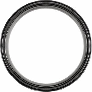 Black Titanium 8 mm Grooved Stepped-Edge Comfort-Fit Flat Band Size 7