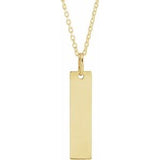 18K Yellow Gold-Plated Sterling Silver 20x5 mm Engravable Bar 20" Necklace