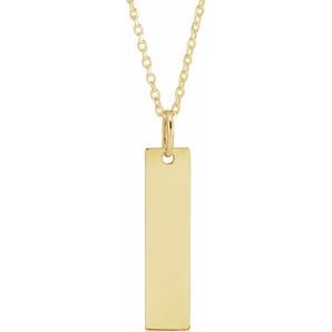 18K Yellow Gold-Plated Sterling Silver 20x5 mm Engravable Bar 20" Necklace