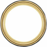 18K Yellow Gold PVD & Black PVD Tungsten 8 mm Grooved Comfort-Fit Flat Band Size 7