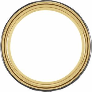 18K Yellow Gold PVD & Black PVD Tungsten 8 mm Grooved Comfort-Fit Flat Band Size 8.5