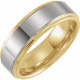 18K Yellow Gold PVD Tungsten 8 mm Stepped-Edge Comfort-Fit Flat Band Size 7.5