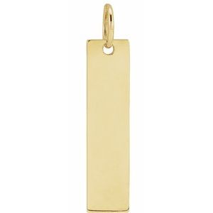 18K Yellow Gold-Plated Sterling Silver 20x5 mm Engravable Bar Charm/Pendant