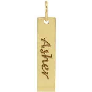 18K Yellow Gold-Plated Sterling Silver 20x5 mm Engravable Bar Charm/Pendant