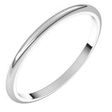 Platinum 1.5 mm Half Round Band Size 18.5