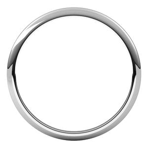 Platinum 1.5 mm Half Round Band Size 18.5