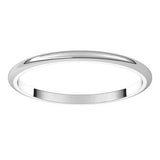 Platinum 1.5 mm Half Round Band Size 18.5