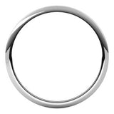 Platinum 1 mm Half Round Band Size 19.5