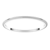 Platinum 1 mm Half Round Band Size 18.5