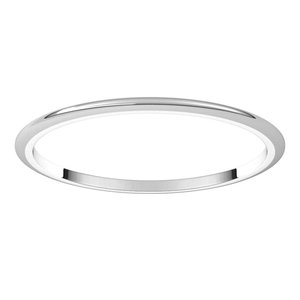 Platinum 1 mm Half Round Band Size 18.5
