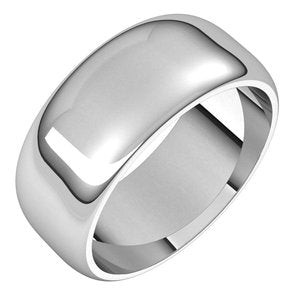 Platinum 8 mm Half Round Band Size 13.5