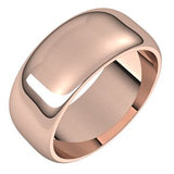 10K Rose 8 mm Half Round Band Size 15