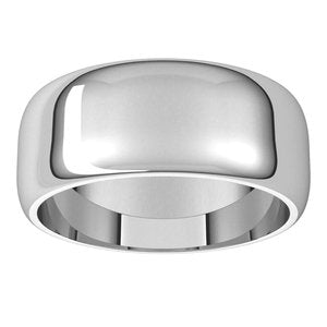 Platinum 8 mm Half Round Band Size 13.5